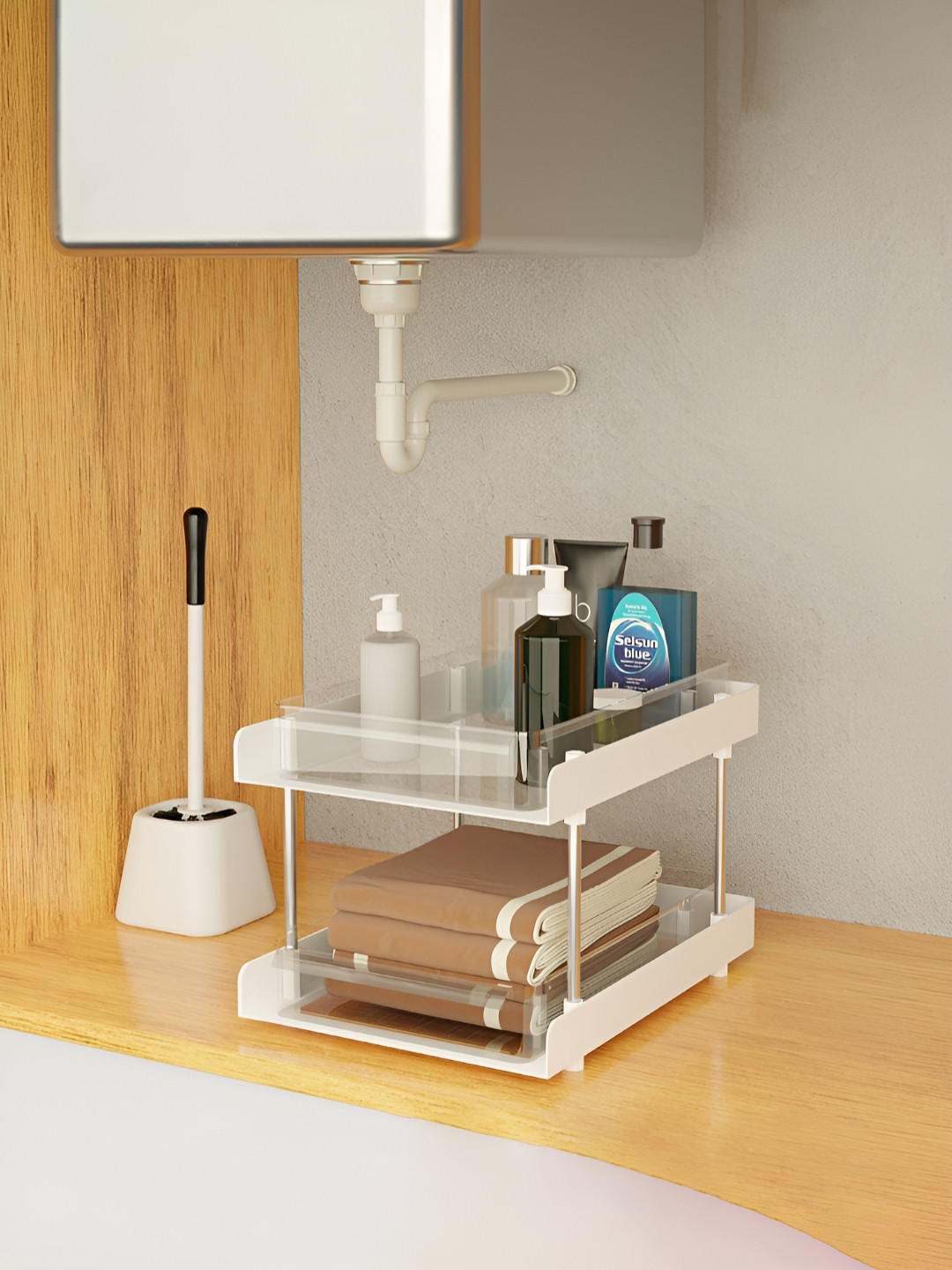 Aura White Sliding Makeup Organiser