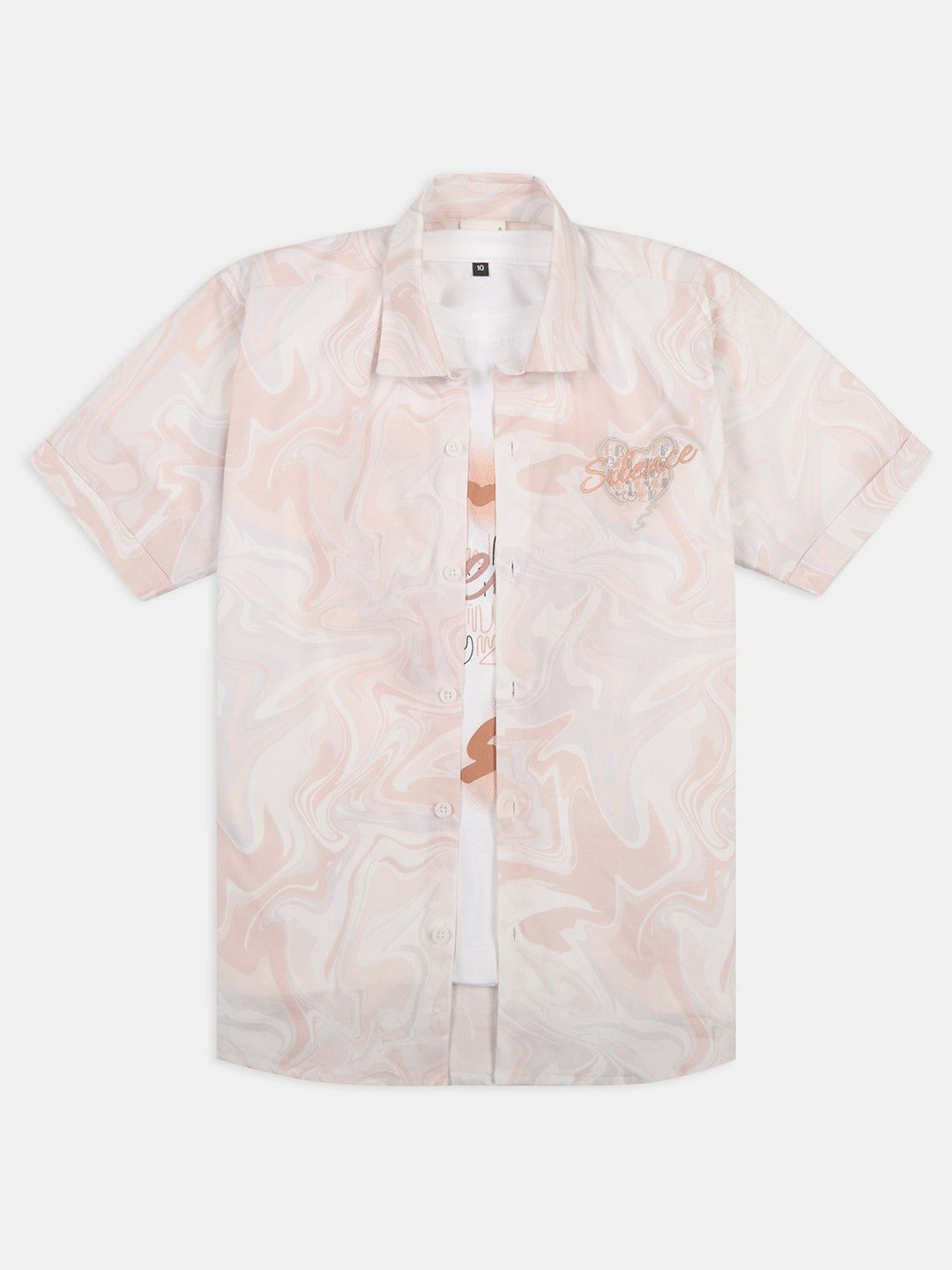 CAVIO Boys Comfort Relaxed Fit Abstract Printed SpreadCollar Cotton Casual Shirt & T-Shirt