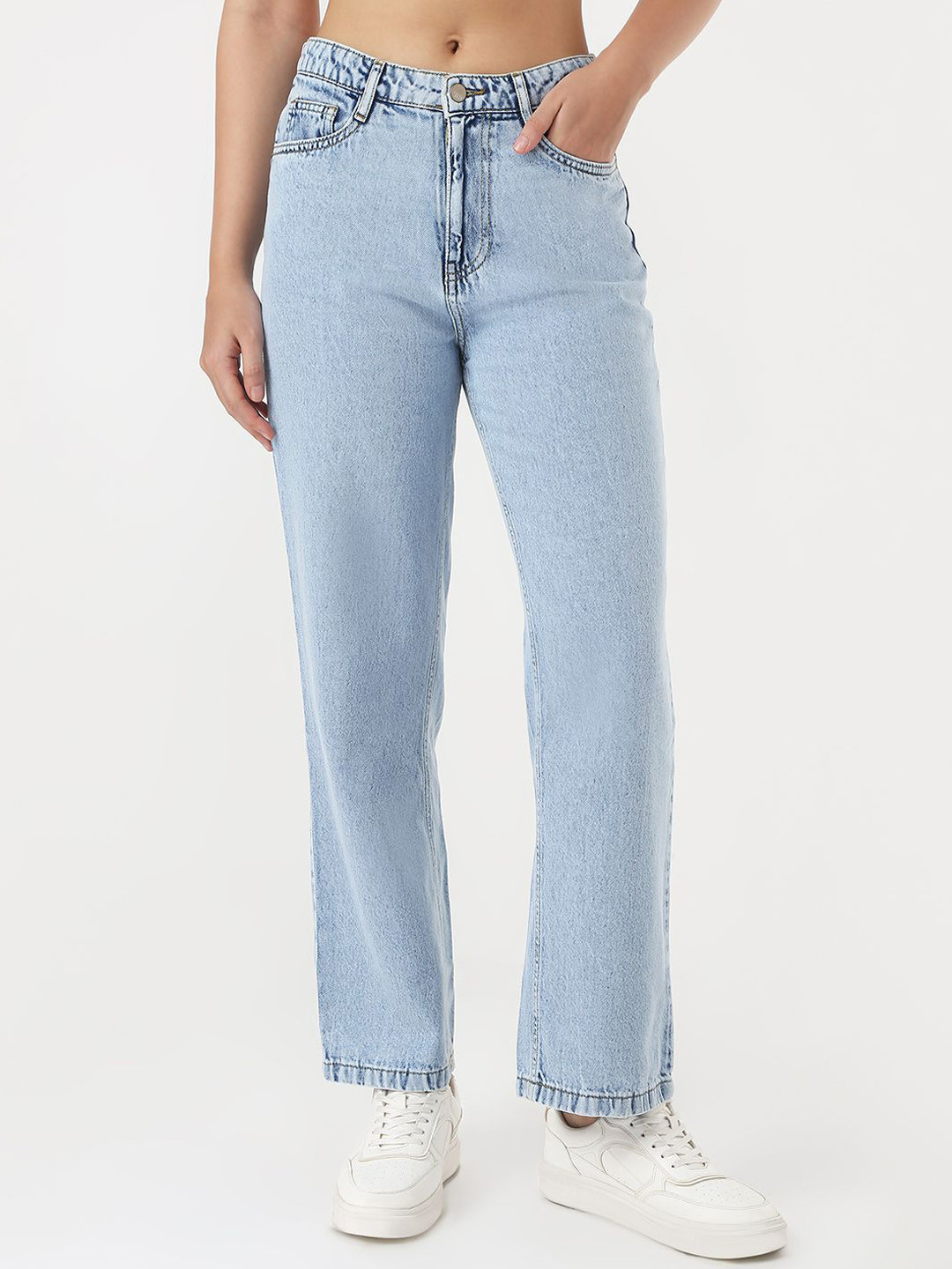 Kraus Jeans Women Straight Fit High-Rise Clean Look Non Stretchable Jeans