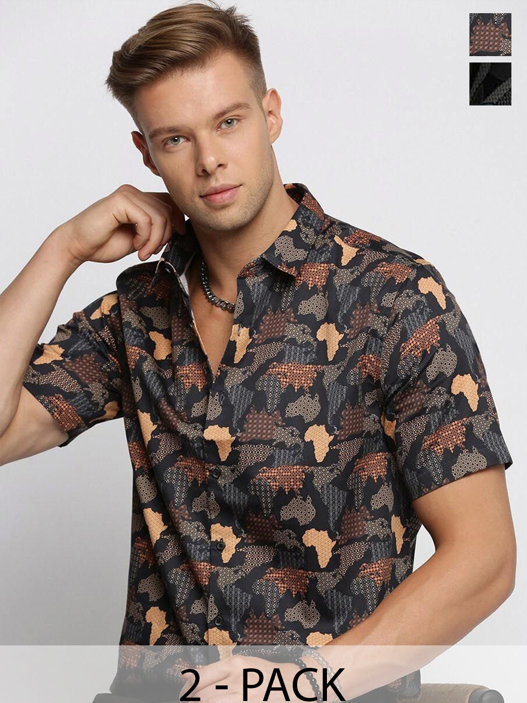 TIGER SNAKE Pack Of 2 Camouflage Printed Comfort Fit Casual Shirts