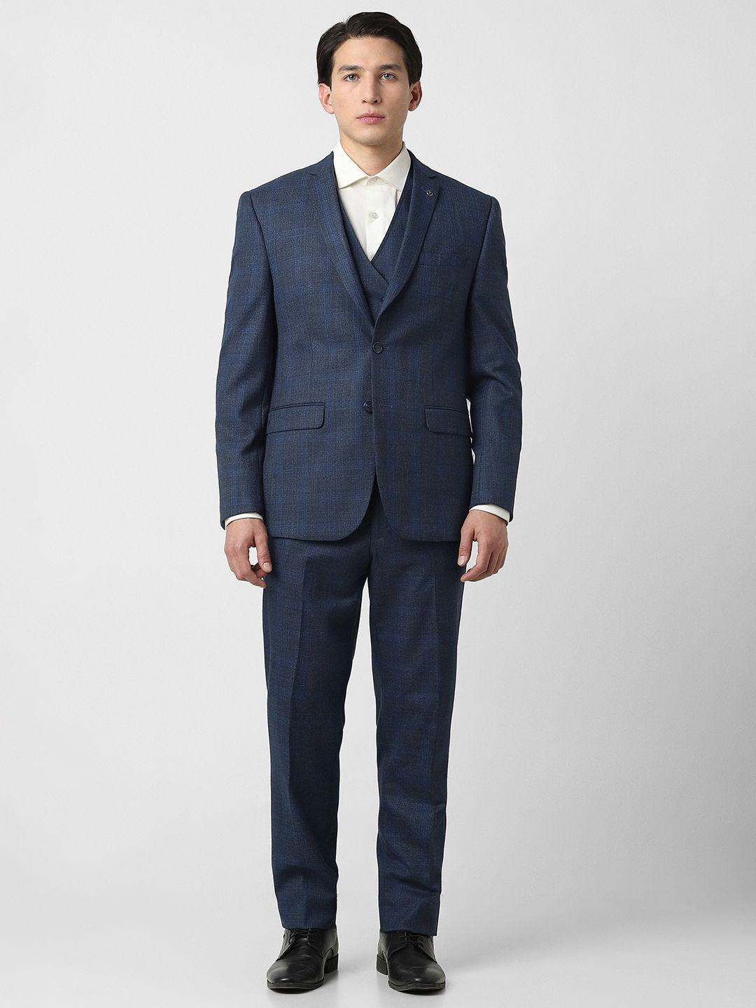 Van Heusen Checked Slim Fit Single Breasted Notched Collar 4-Piece Formal Suit