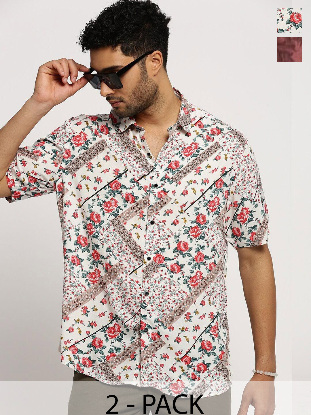 TIGER SNAKE Pack Of 2 Floral Printed Comfort Fit Casual Shirts