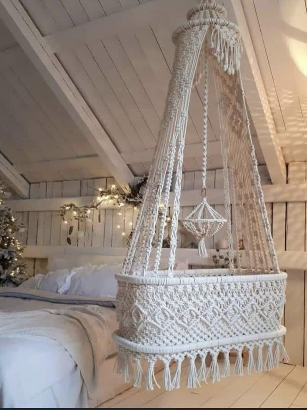 Alaaya Decor Infants & Toddlers Off White Baby Cradle Bed Swing