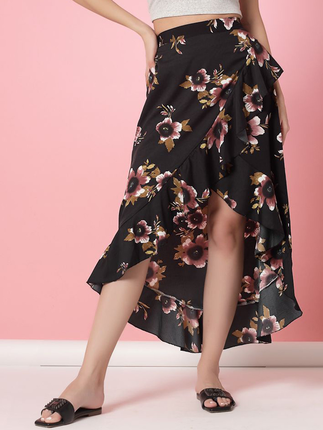OOMPH! FACTOR Printed Wrap Midi Skirt