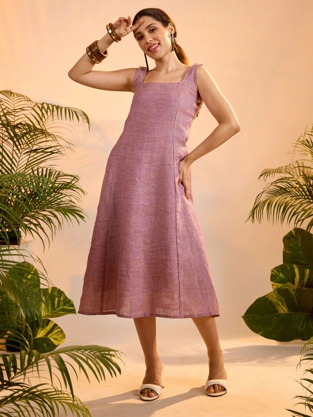 dhaaga Mira Women Fit & Flare Midi Dress