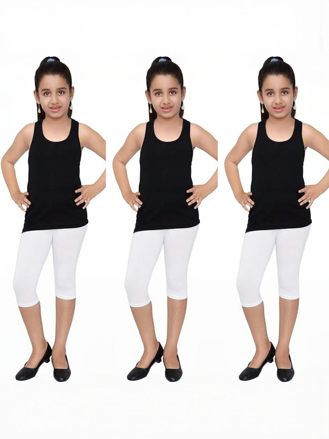 Tik Tok WEARS Girls White Cotton Capris