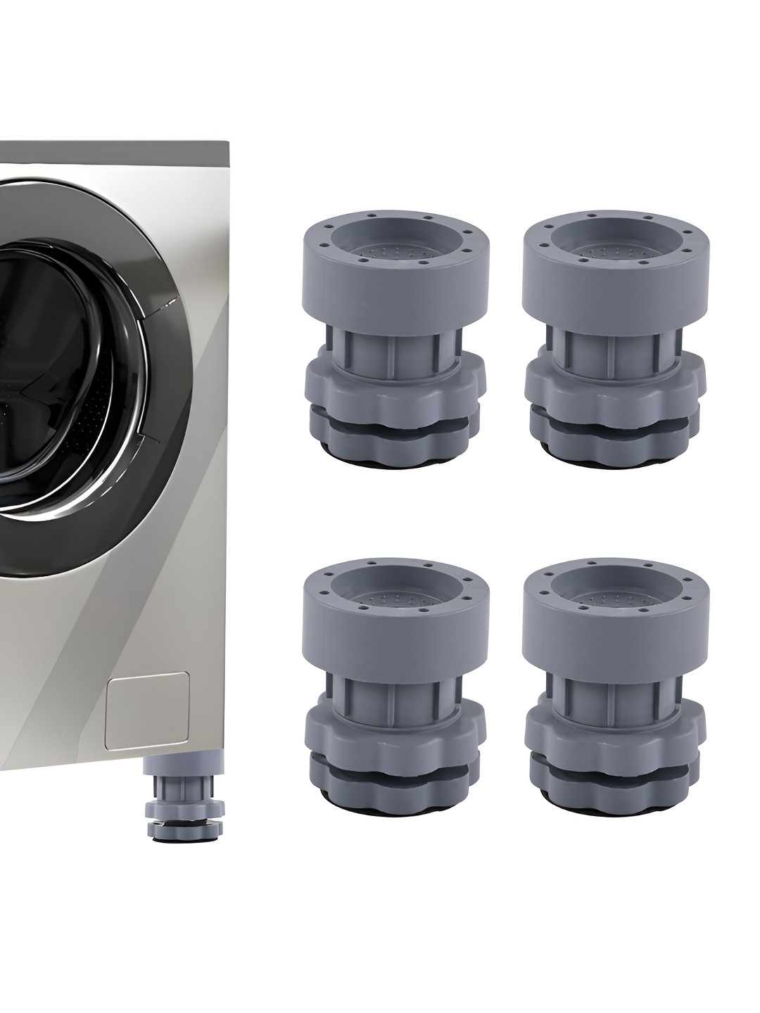 Aura Grey 4 Pieces Anti Vibration Washing Machine Pads Bath Accessories Set