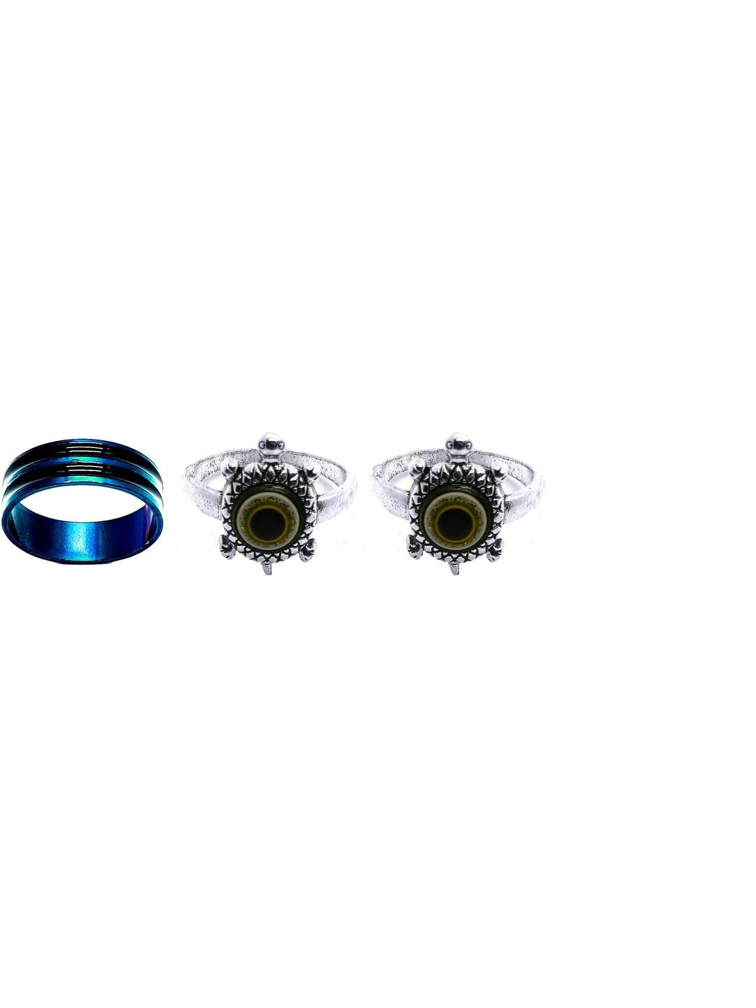 Dynamic Retail Global Set of 3 Black Copper Finger Ring