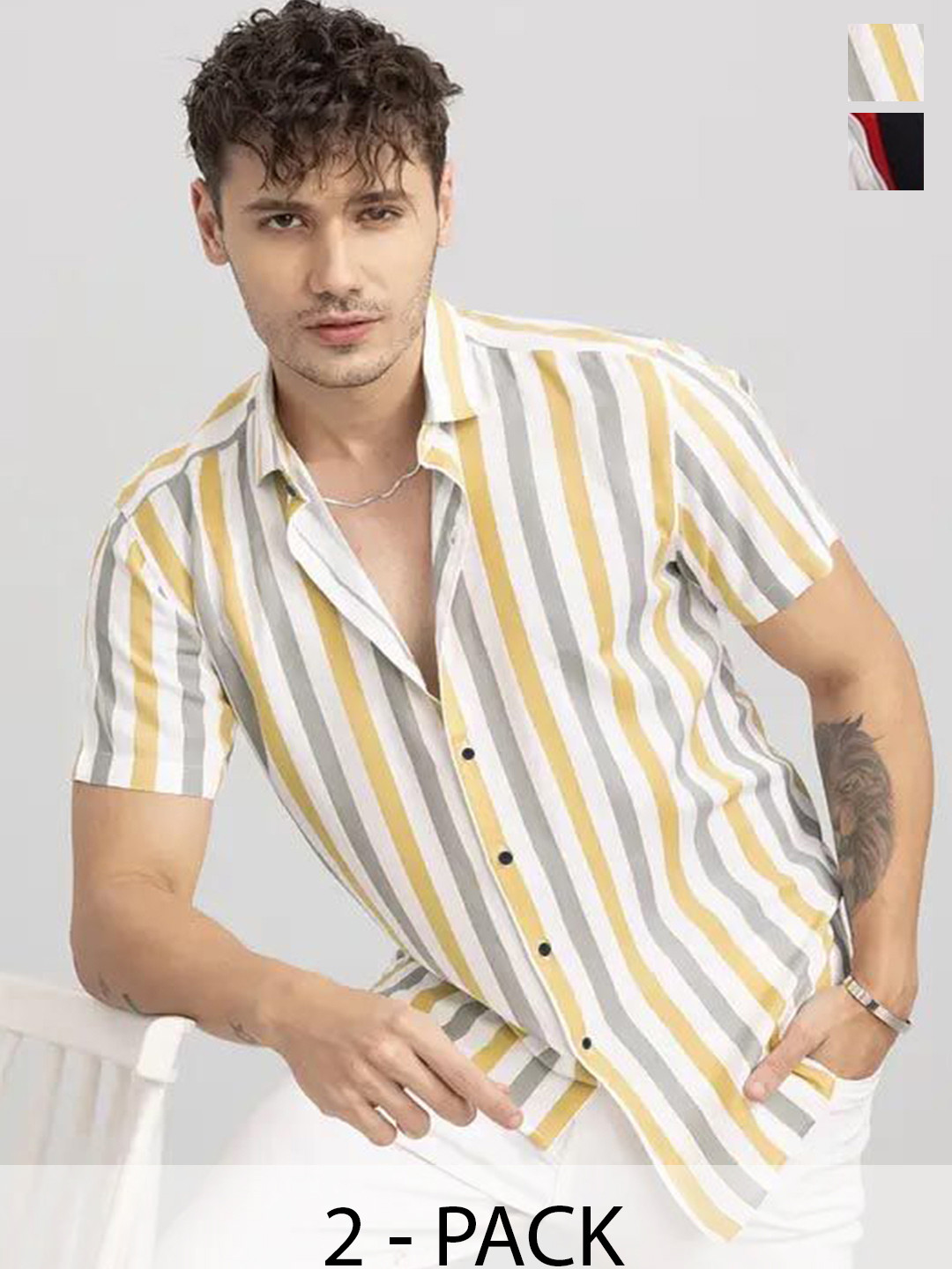 TIGER SNAKE Pack Of 2 Striped Printed Comfort Fit Casual Shirts