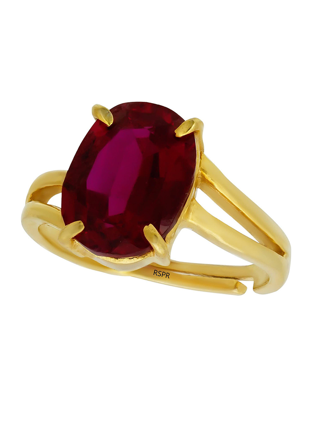 RSPR Ratti 7.6CT Sterling Silver Ruby Manikya Stone Studded Finger Ring