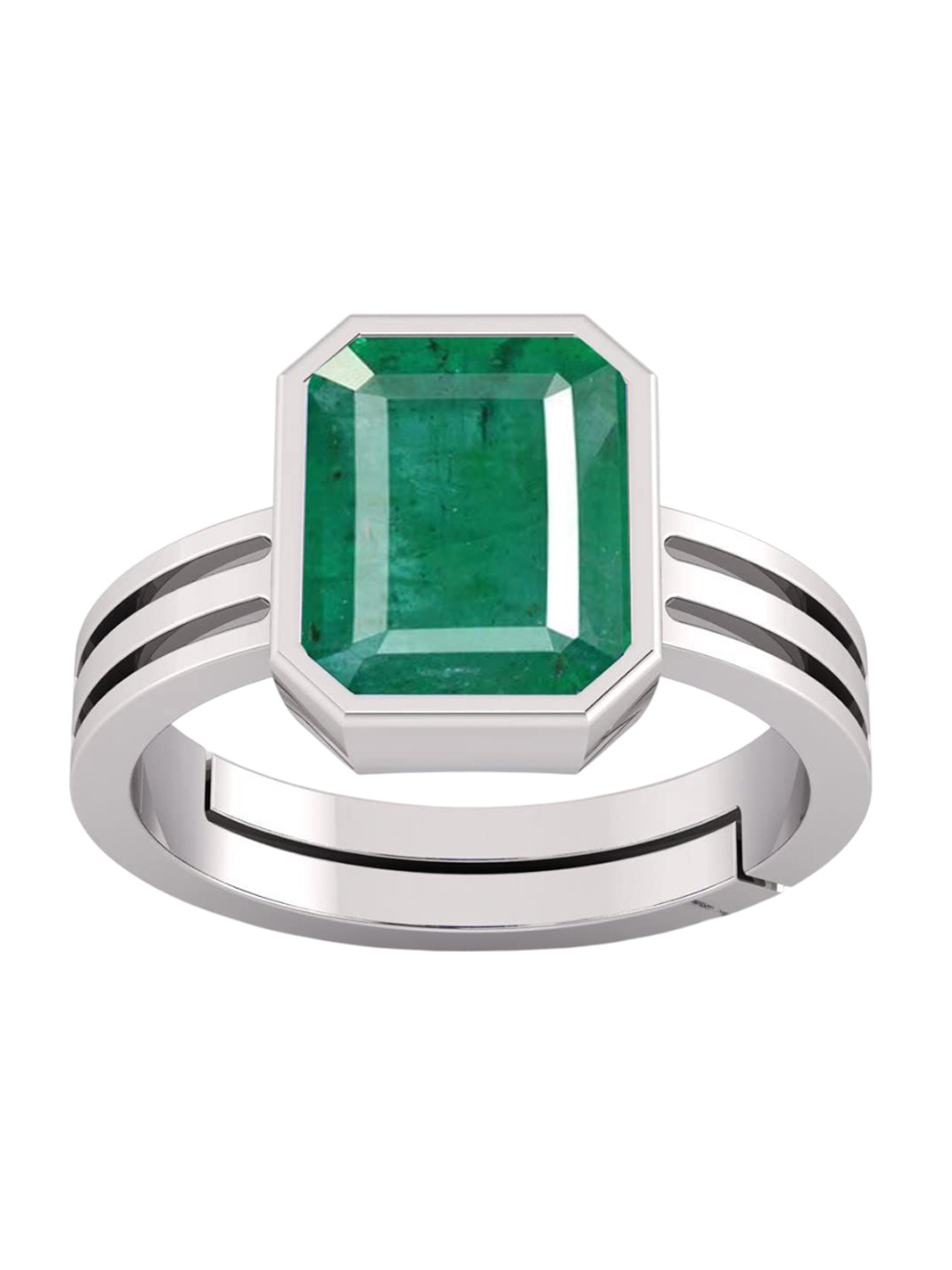 RSPR 14.25 Ratti 13.62 Carat Emerald Panna-Studded Adjustable Finger Ring