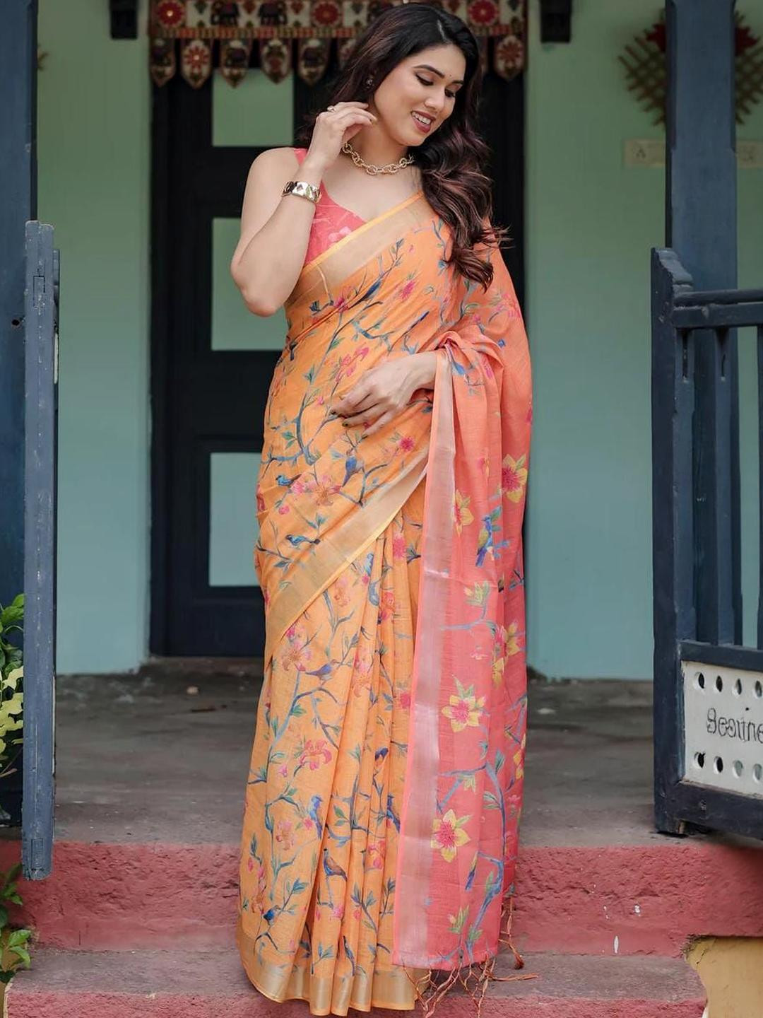 Krujha Pink Jamdani Silk Cotton Sarees