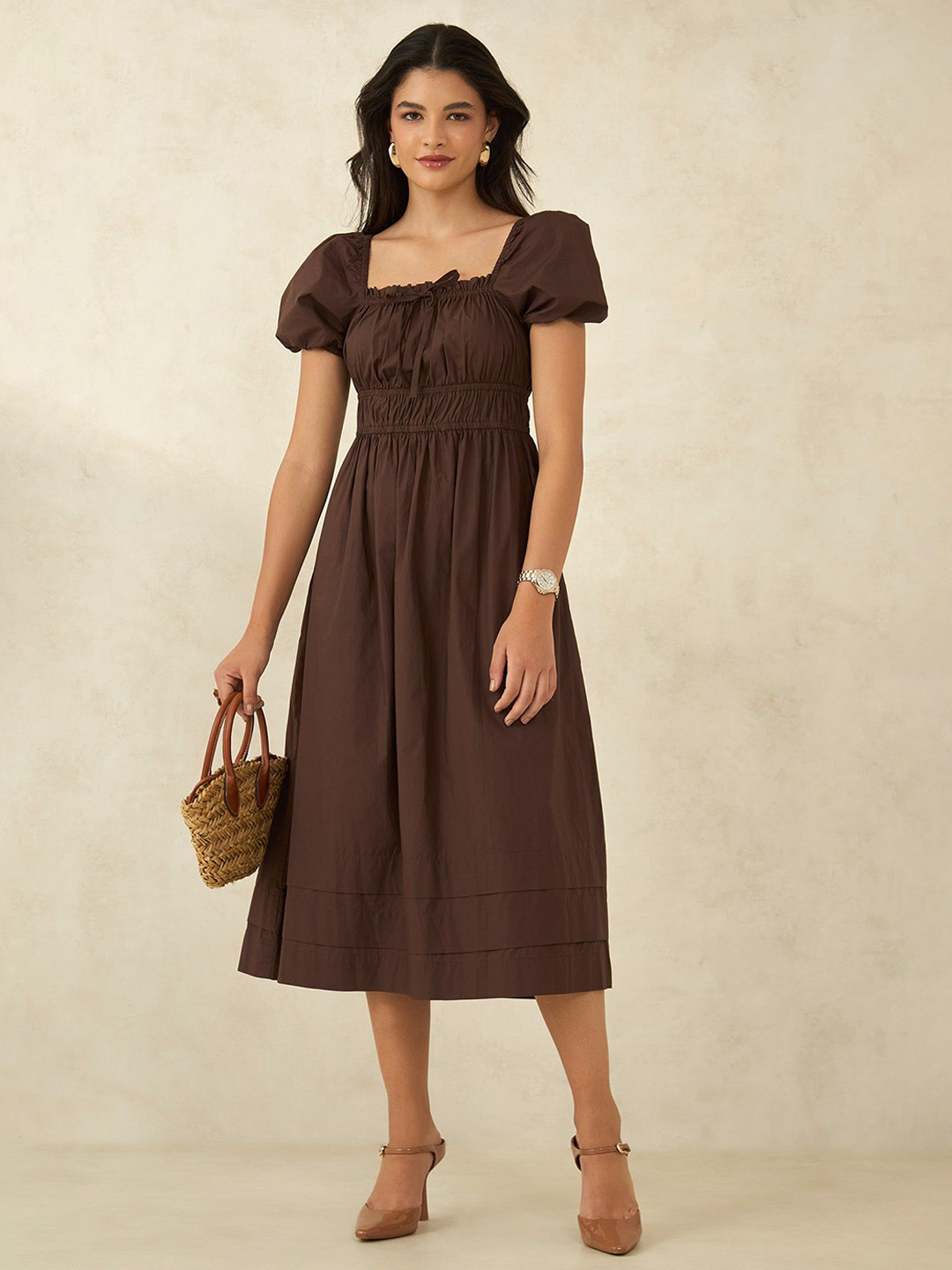 Virgio Pure Cotton Dress With Gather Details