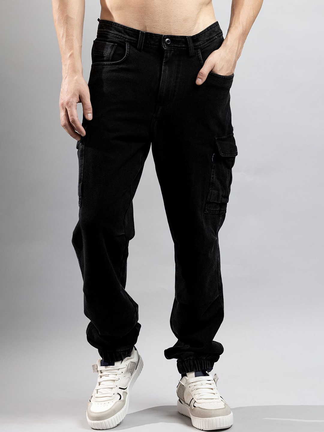 Crocodile Men Loose Regular Fit Mid-Rise Stretchable Cargos Jeans