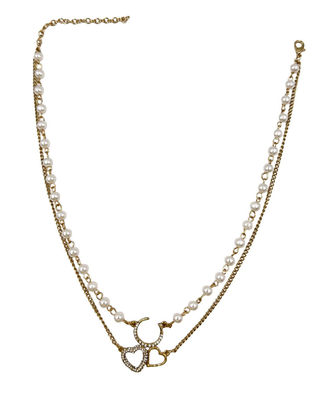 NAMAN ARTS Brass Gold-Plated Layered Necklace