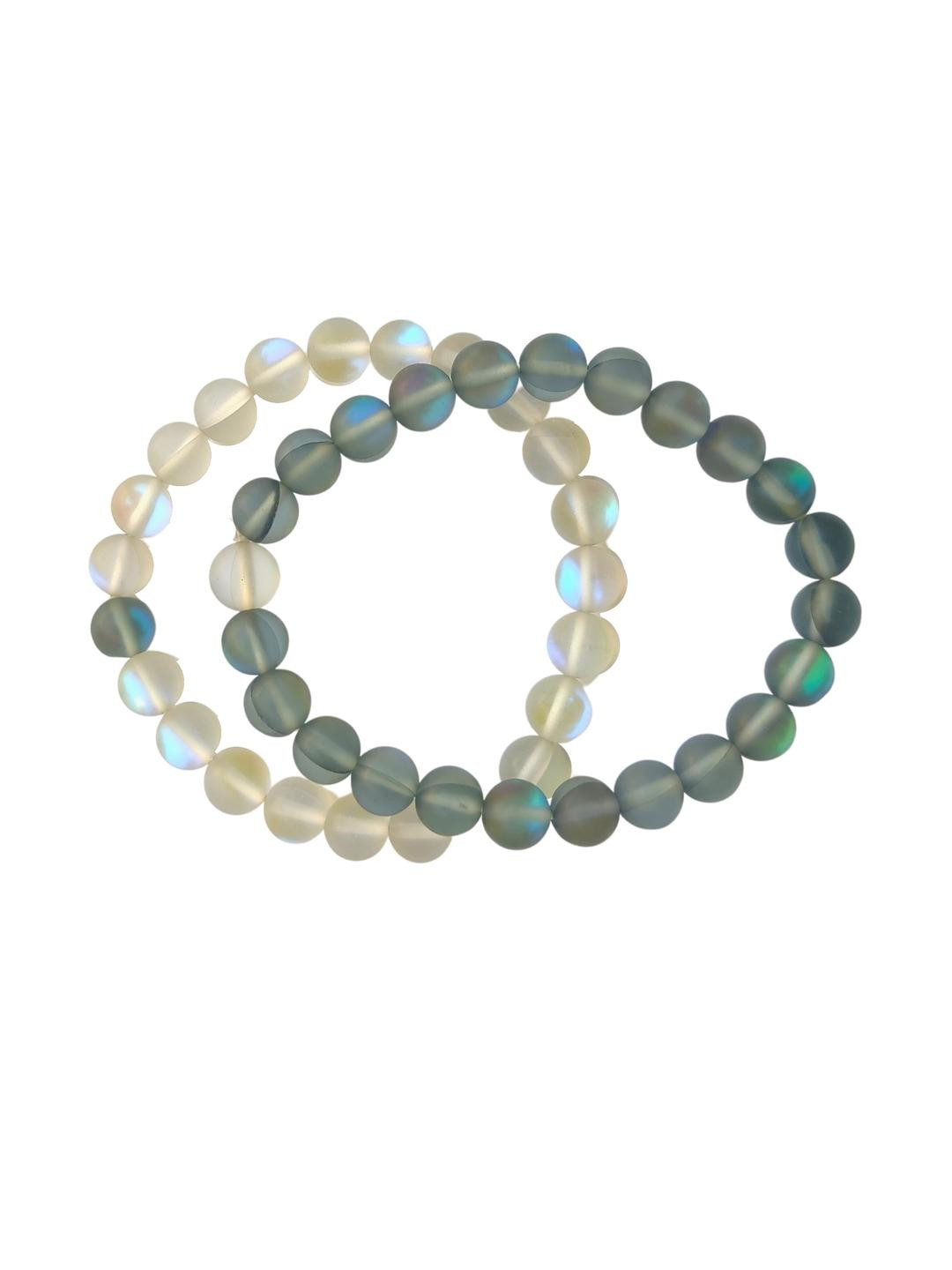 Apnisanskriti Unisex Aura Quartz White Grey Stone Bracelet