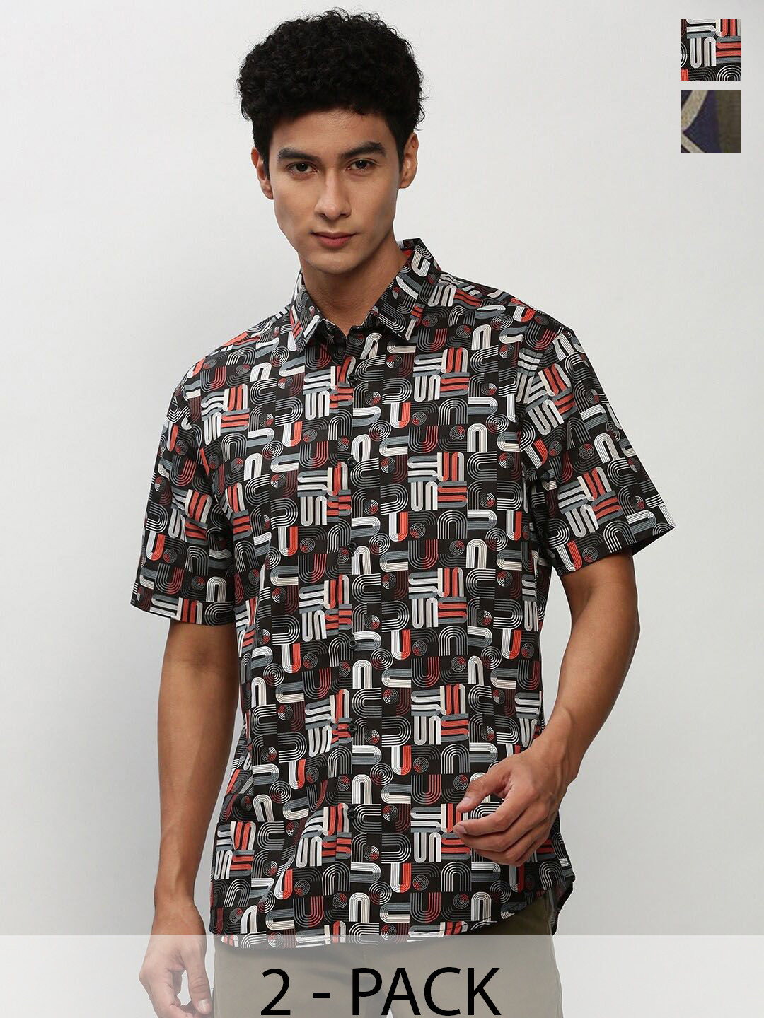 TIGER SNAKE Pack Of 2 Abstract Printed Comfort Fit Casual Shirts