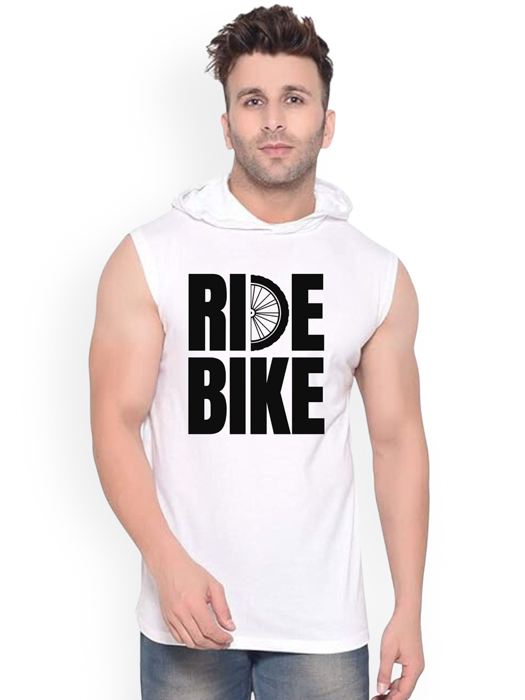 FABSTIEVE Ride Bike Printed Gym Vest vk t-050_Print-218_gym_vest White M