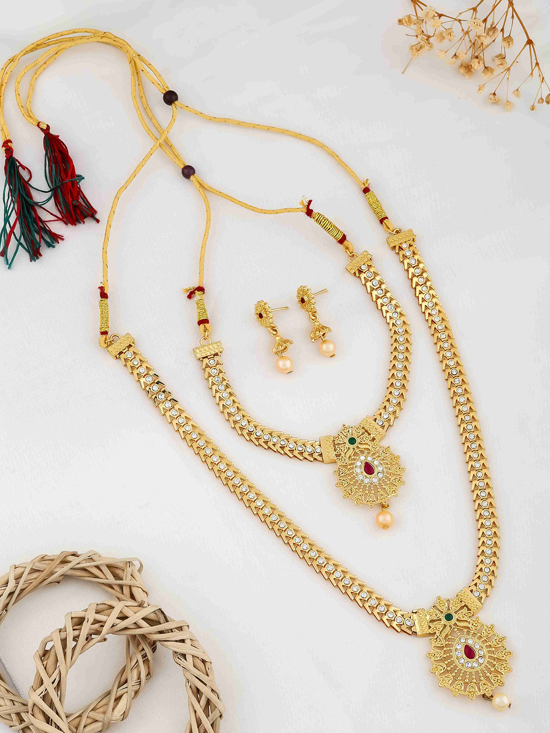 Wynona Gold-Plated Artificial Stones Studded Jewellery Set