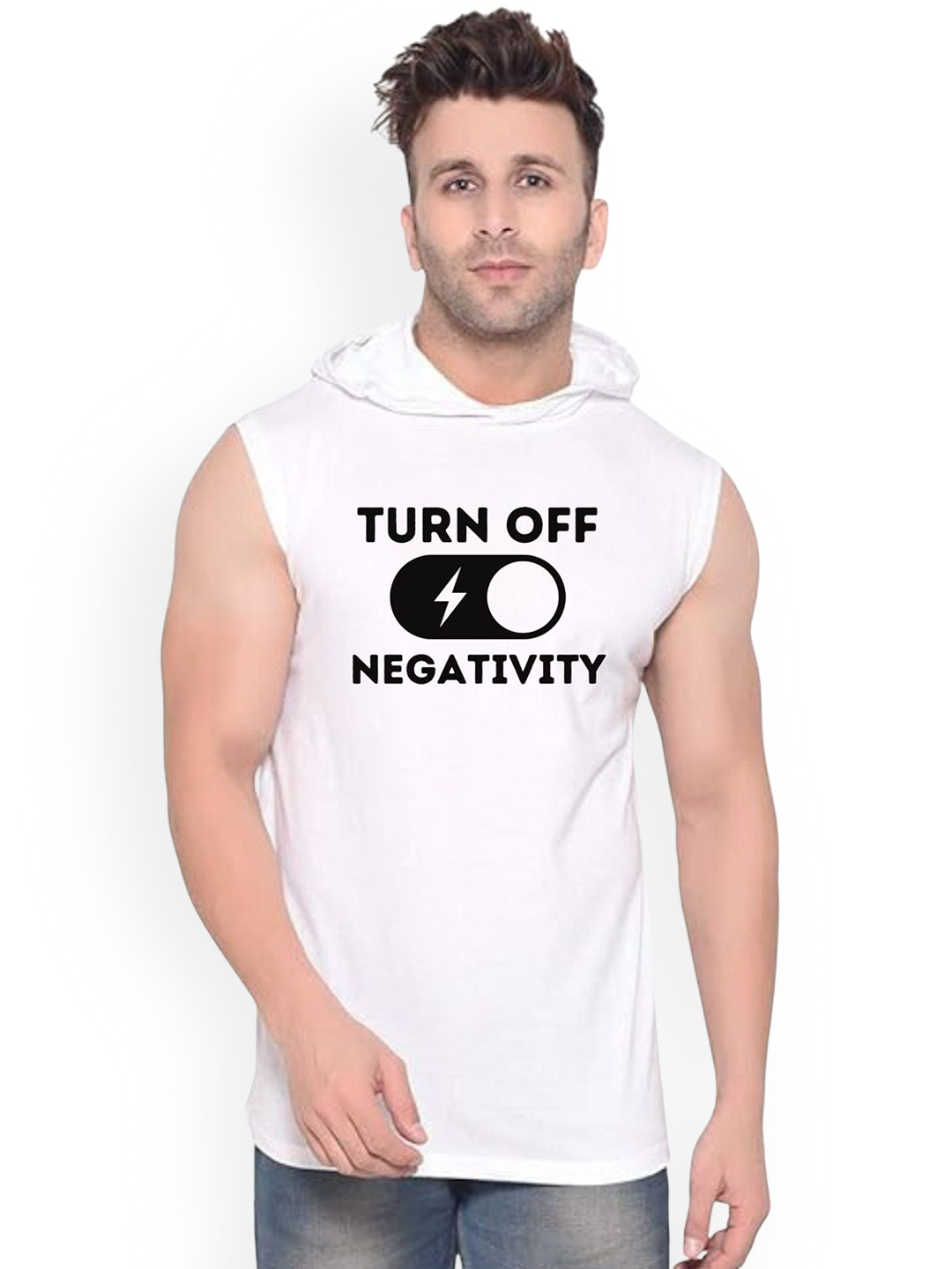 FABSTIEVE Turn OFF Printed Gym Vest vk t-050_Print-237_gym_vest White M