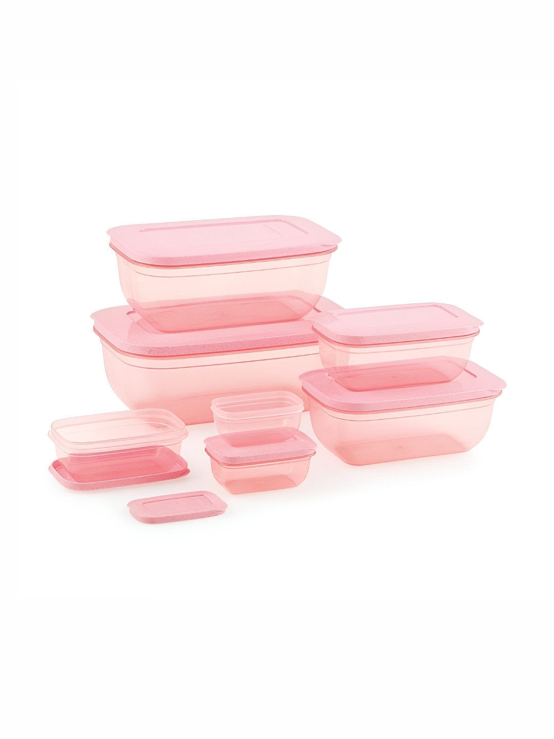 Matvizo Pink Plastic Dishwasher Safe 7 Piece Flip Top Fridge Container
