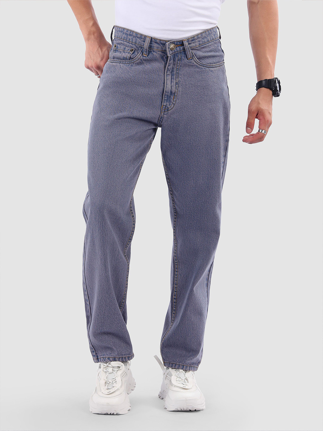 Beyoung Men Original Purple Baggy Fit Jeans