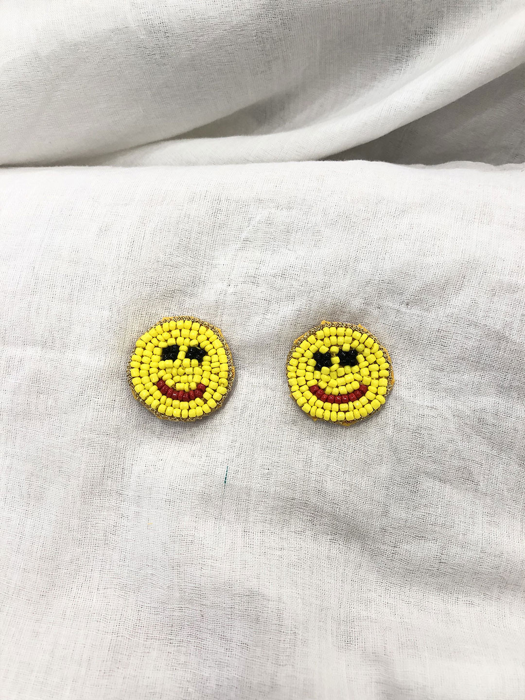 PALASH Smiley Faced Artificial Beads Beaded Circular Studs