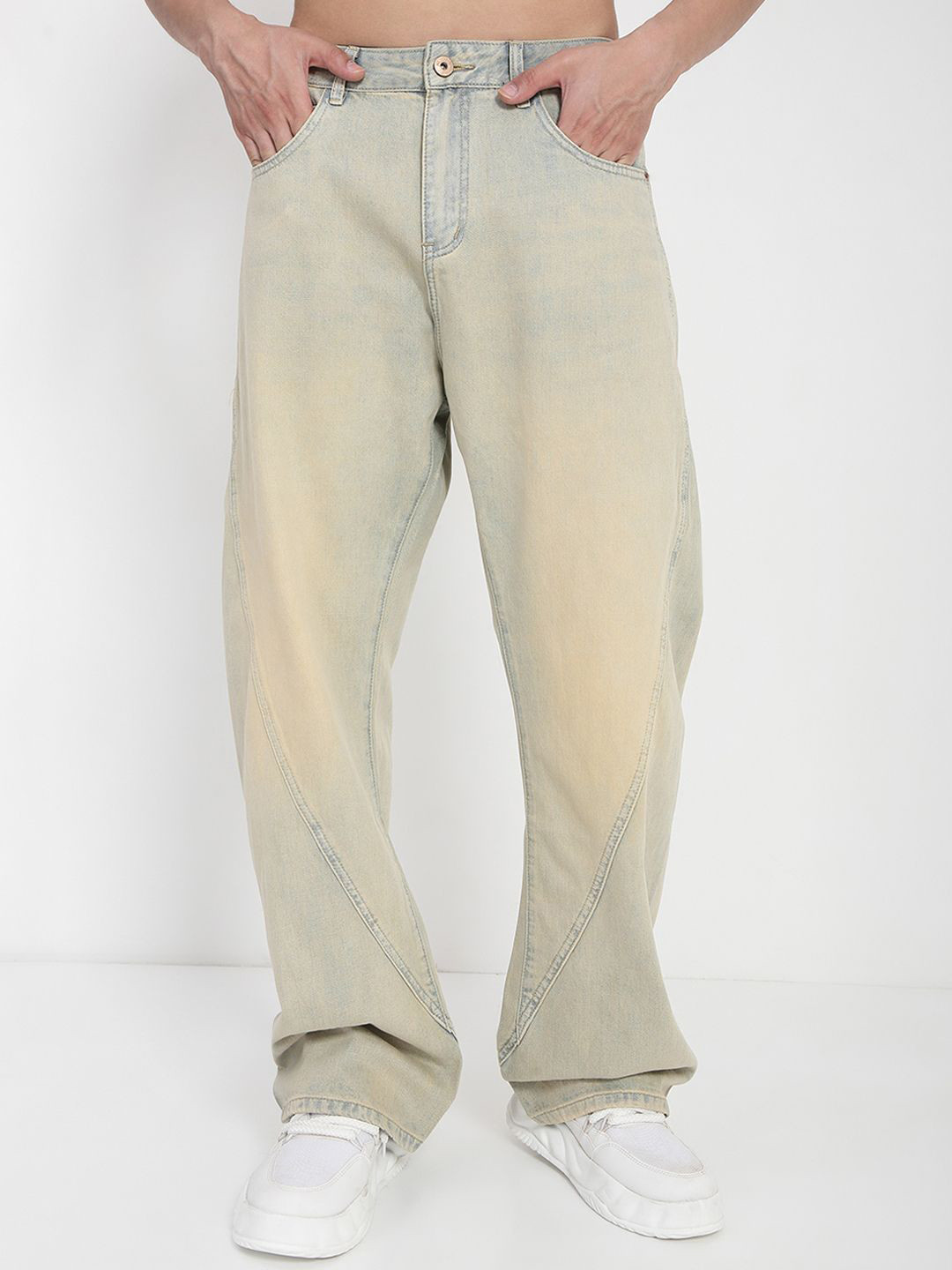 SHOWOFF Edition Men Comfort Baggy Fit Low-Rise Heavy Fade Acid Wash Cotton Jeans