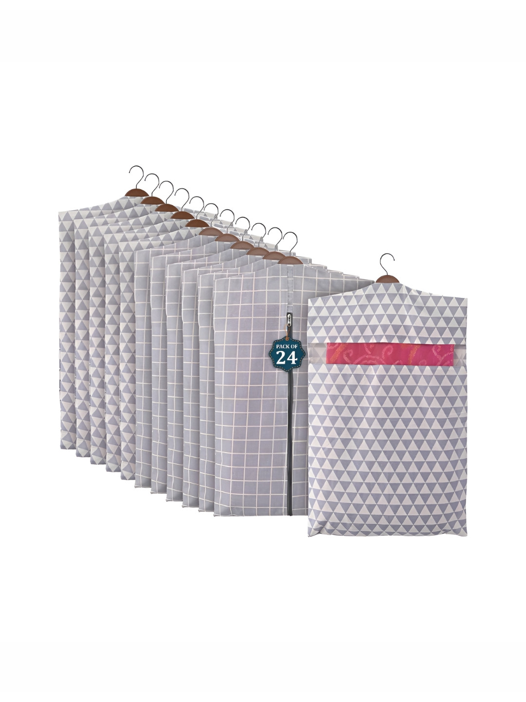 Aura Grey 24 Pcs Mesh Window Cotton Single Saree Cover & Storage Multi-Utility Organisers