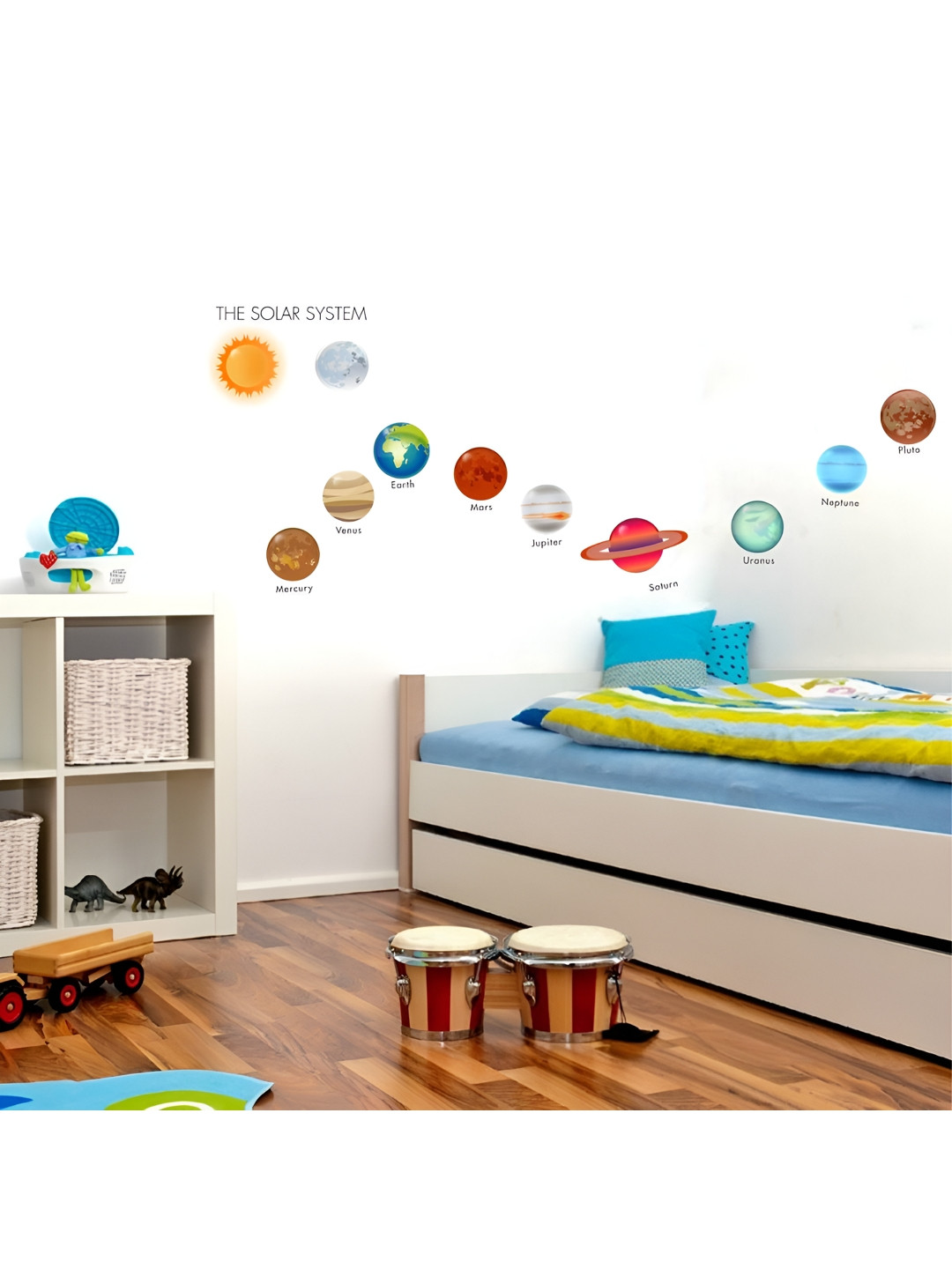 Aura Green & Red Solar System Planet Family Educational Self Adhesive Wall Sticker