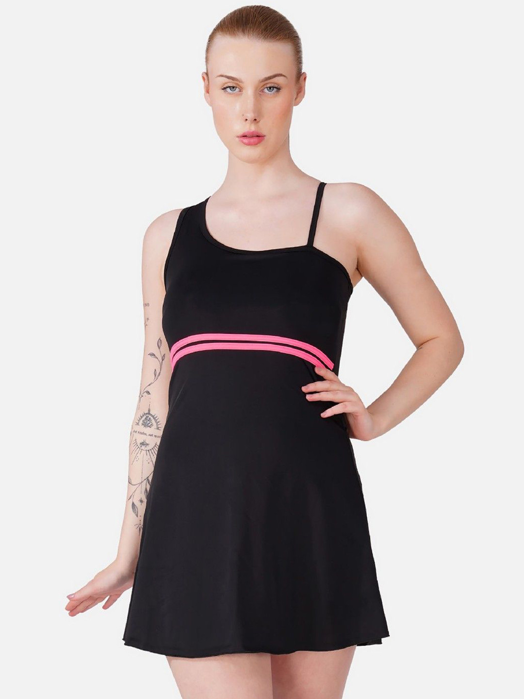 PIKAYO Printed One Shoulder Neck Swimming Dress