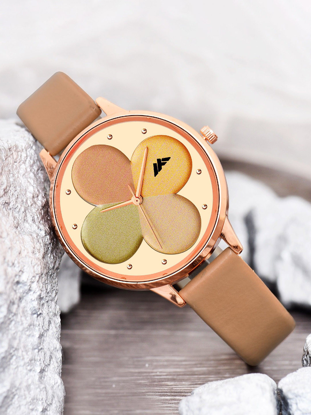 DOUBLERUN Women Leather Wrap Around Straps Analogue Multi Function Watch H05NNMT-559