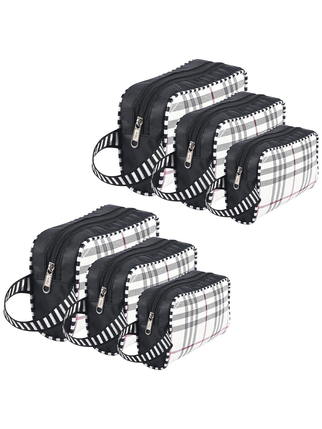 Kuber Industries Cream Colored 6 Pieces Printed Waterproof Toiletry Bag With Handle