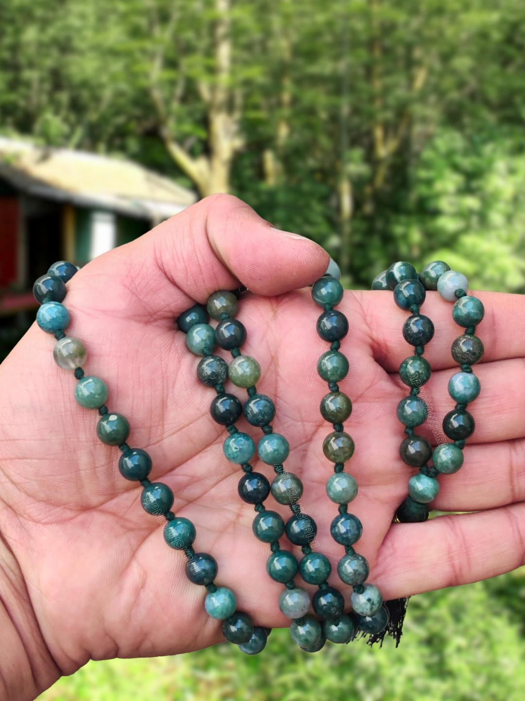 Apnisanskriti Unisex Moss Agate Stone Mala