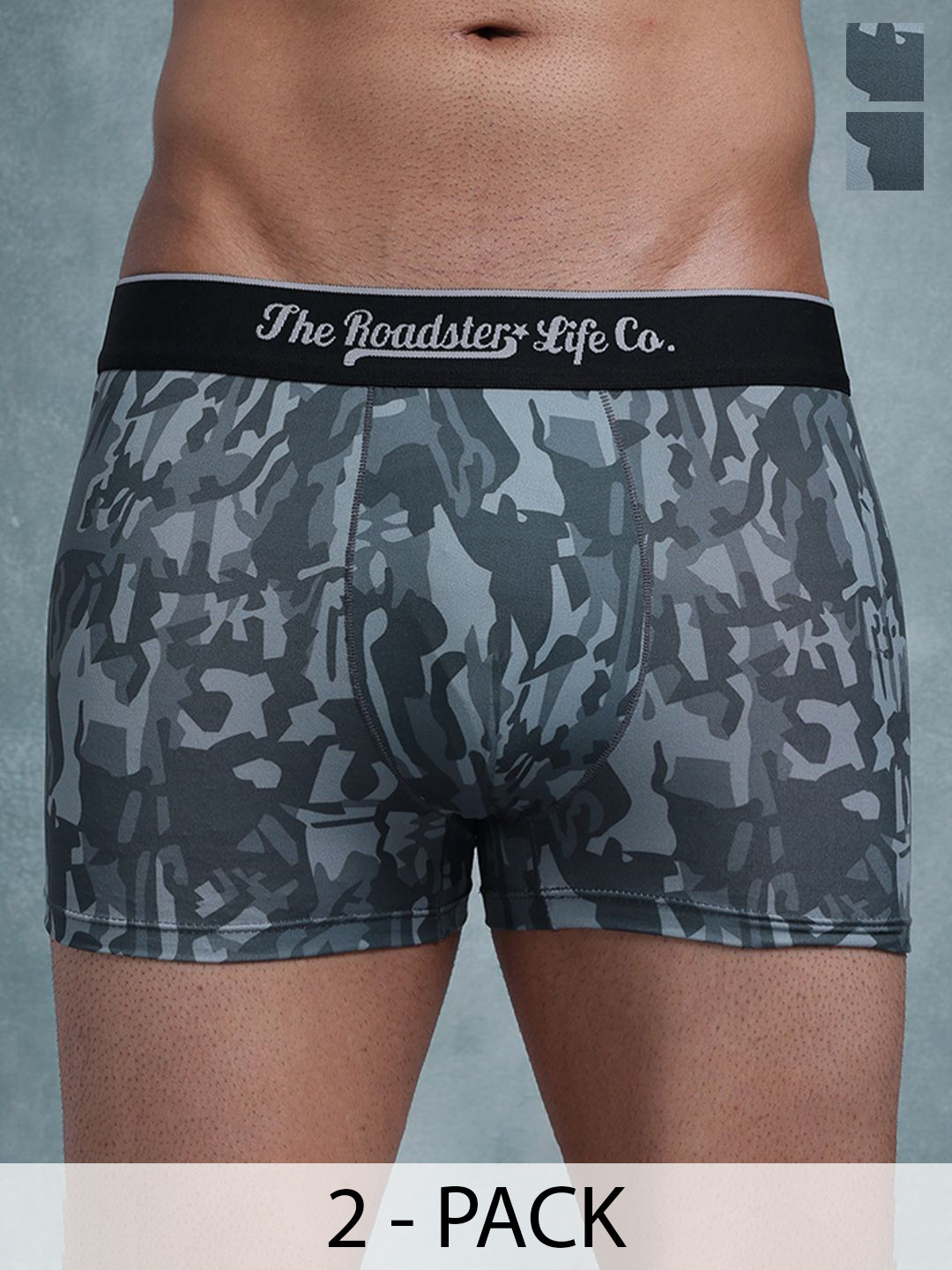 The Roadster Lifestyle Co Pack Of 2 Printed Stretchable Trunks Pack Of 2-PV-Print-RO5-S