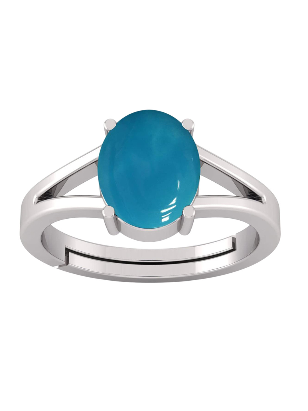RSPR Natural 8.25 Ratti Firoja Turquoise Gemstone Finger Ring With Lab Certificate