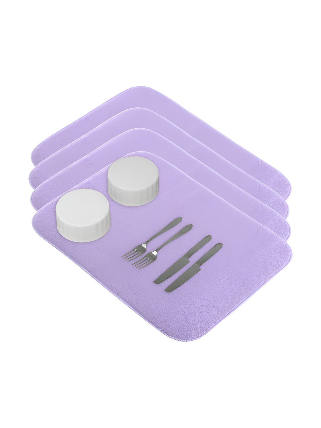 Aura 4Pcs Purple Microfibre Crockery Dish Drying Kitchen Mats