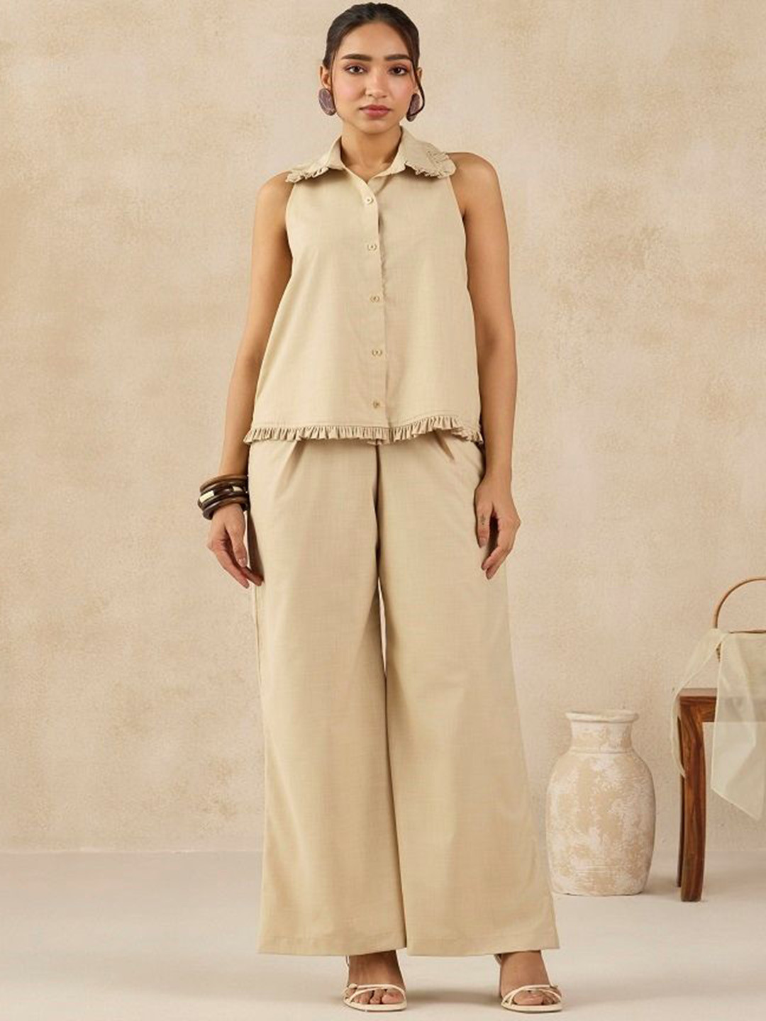 SIL SILA Women Brown Sydney Shirt With Trousers Co-Ords