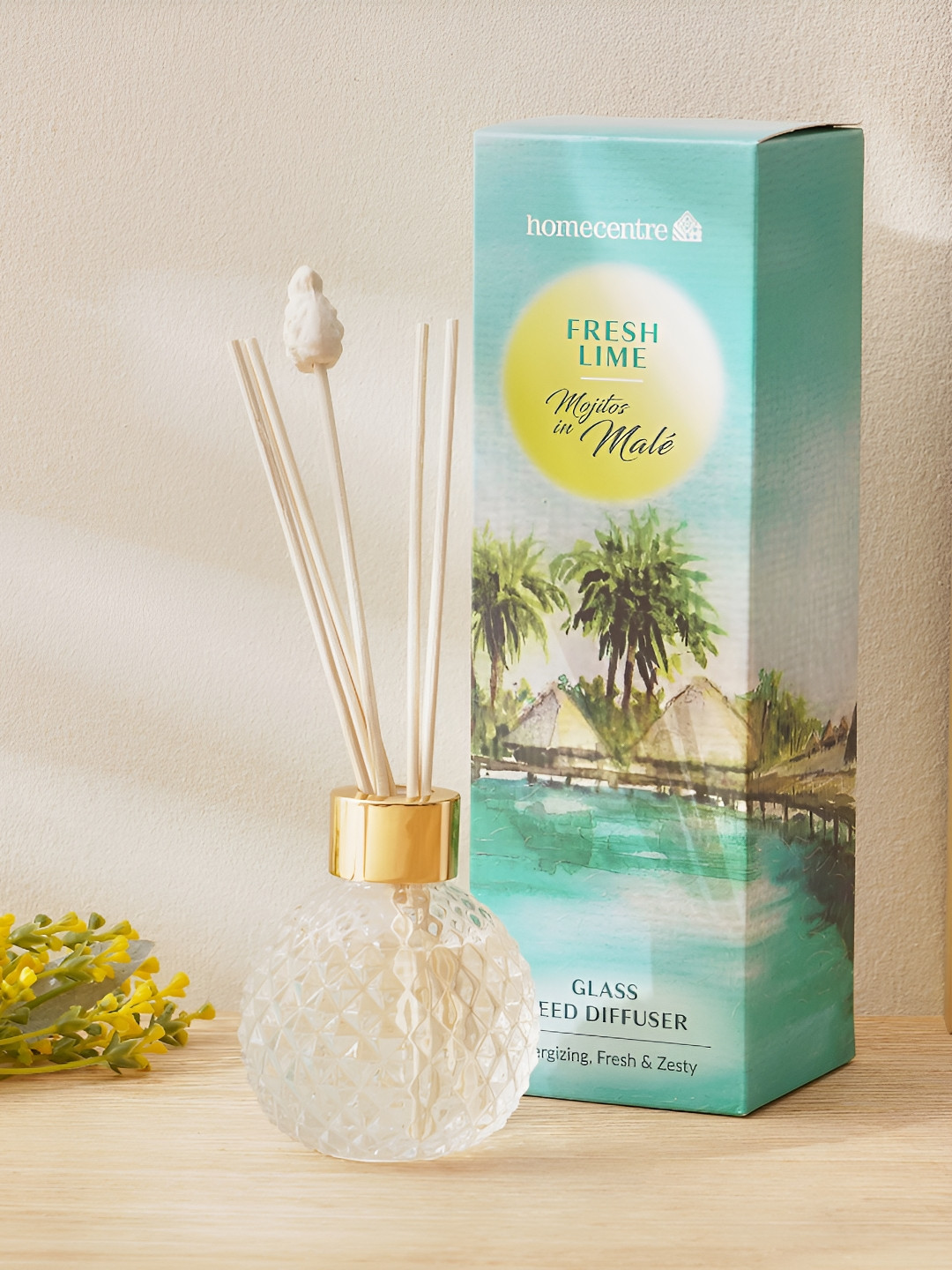 Home Centre Transparent Redolence Glass Mojitos In Male Fresh Lime Reed Diffuser Set