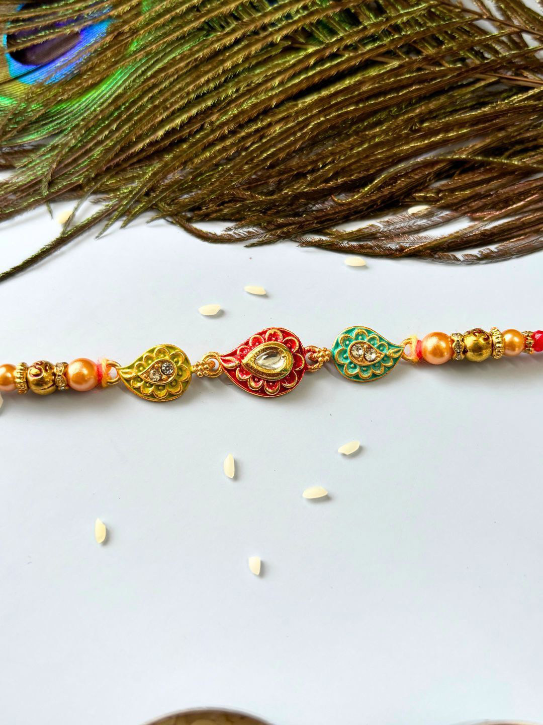 House of Pataudi Kundan Beaded Thread Rakhi