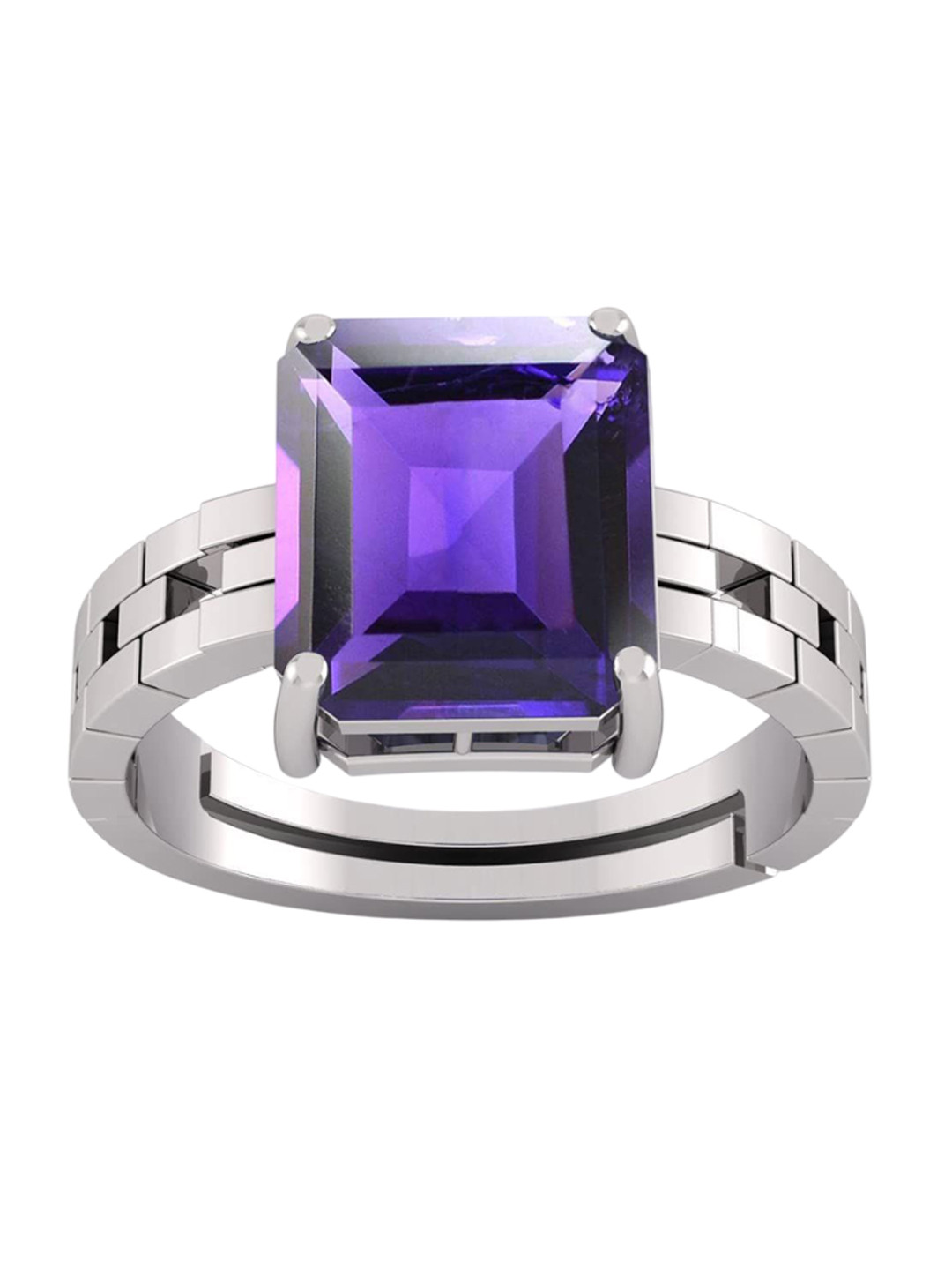 RSPR 5.25 Ratti Astrological Certified Amethyst Gemstone-Studded Adjustable Finger Ring