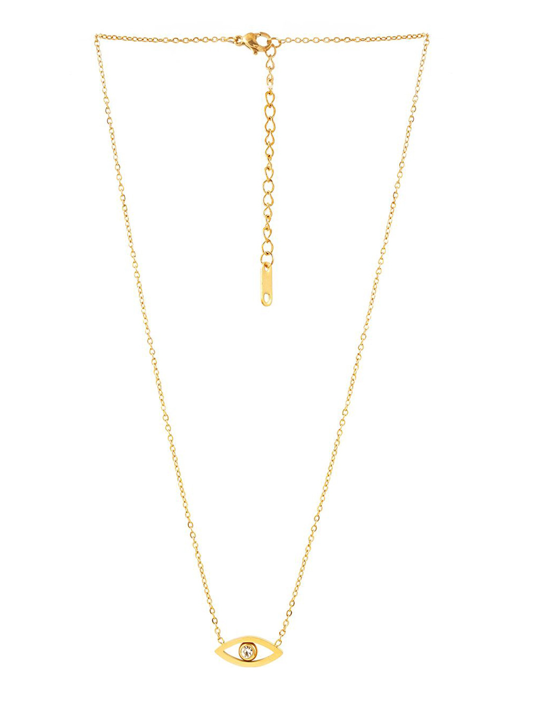 SWASHAA 18KT Gold-Plated Stainless Steel Cubic Zirconia Studded Hollow Eye Chain