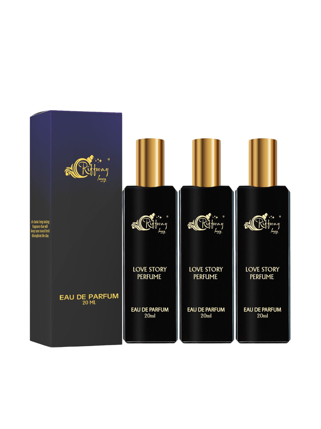 riffway Set Of 3 Love Story Long Lasting Eau De Parfum- 20 ml Each
