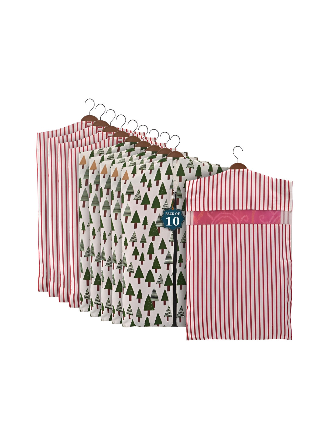 Aura Green 10 Pcs Mesh Window Cotton Single Saree Cover & Storage Multi-Utility Organisers