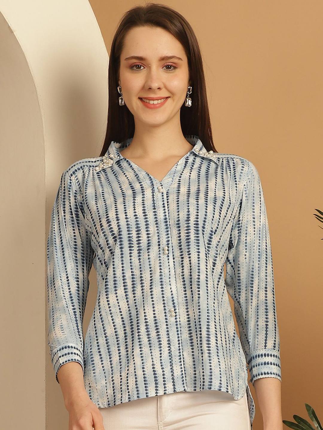 Merira Women Tie and Dye Cotton Shirt Style Top