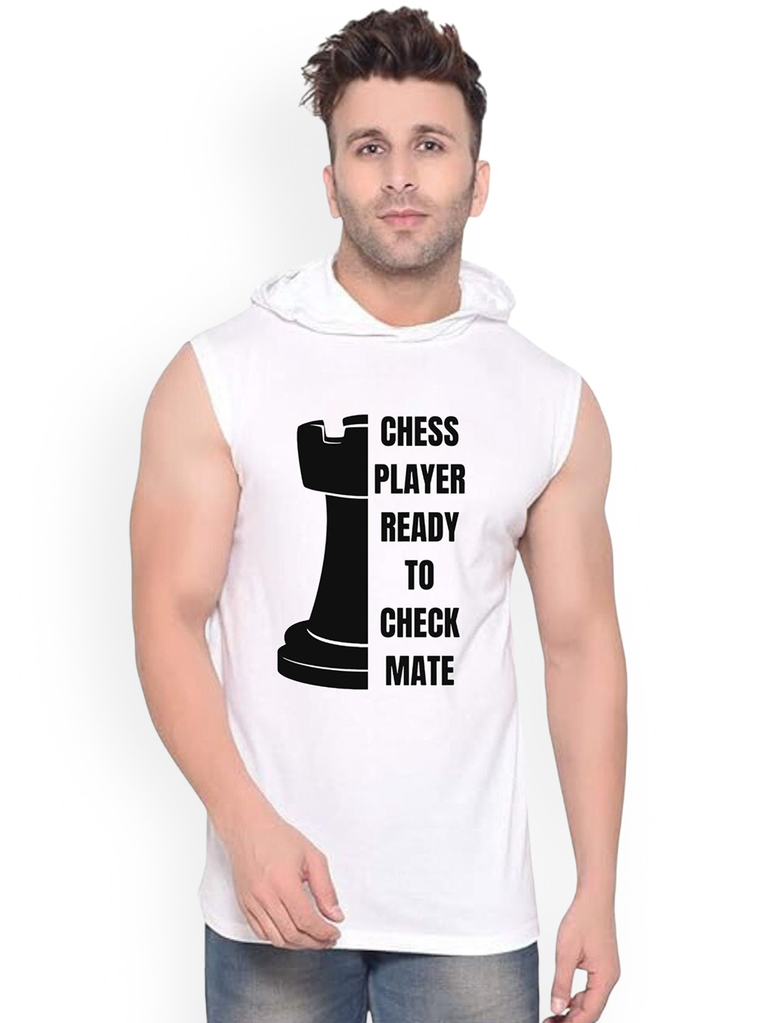FABSTIEVE Chess Player printed Cotton Gym Vests vk t-050_Print-255_gym_vest White M