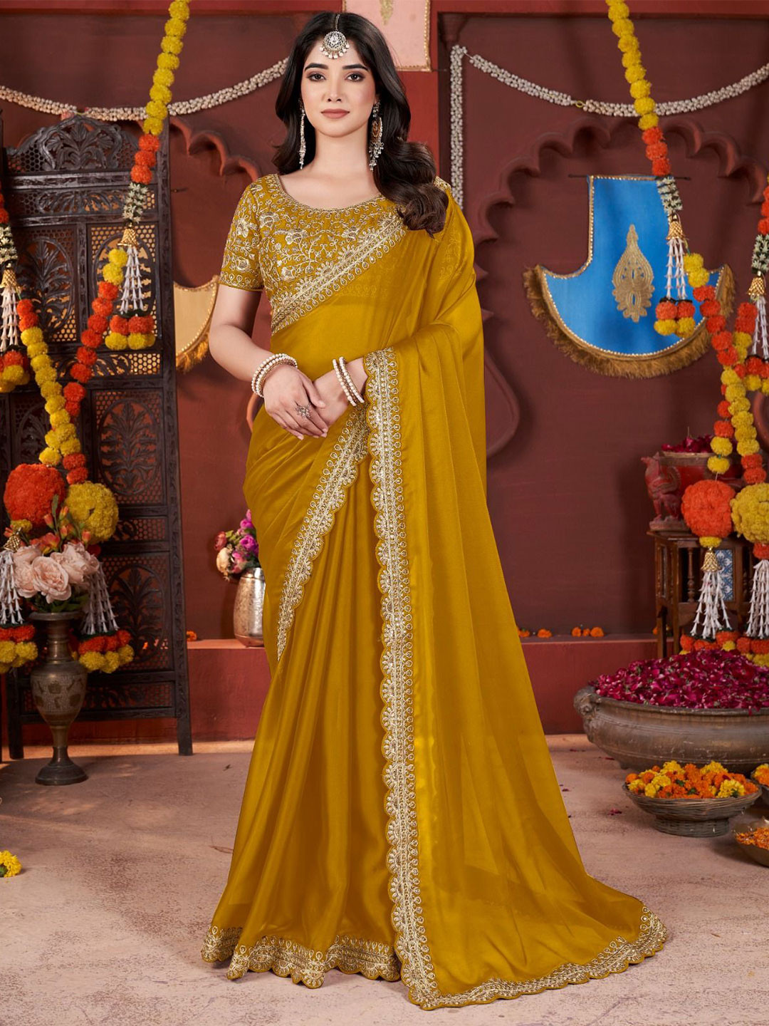 DHARMEE Sequinned Embellished Saree