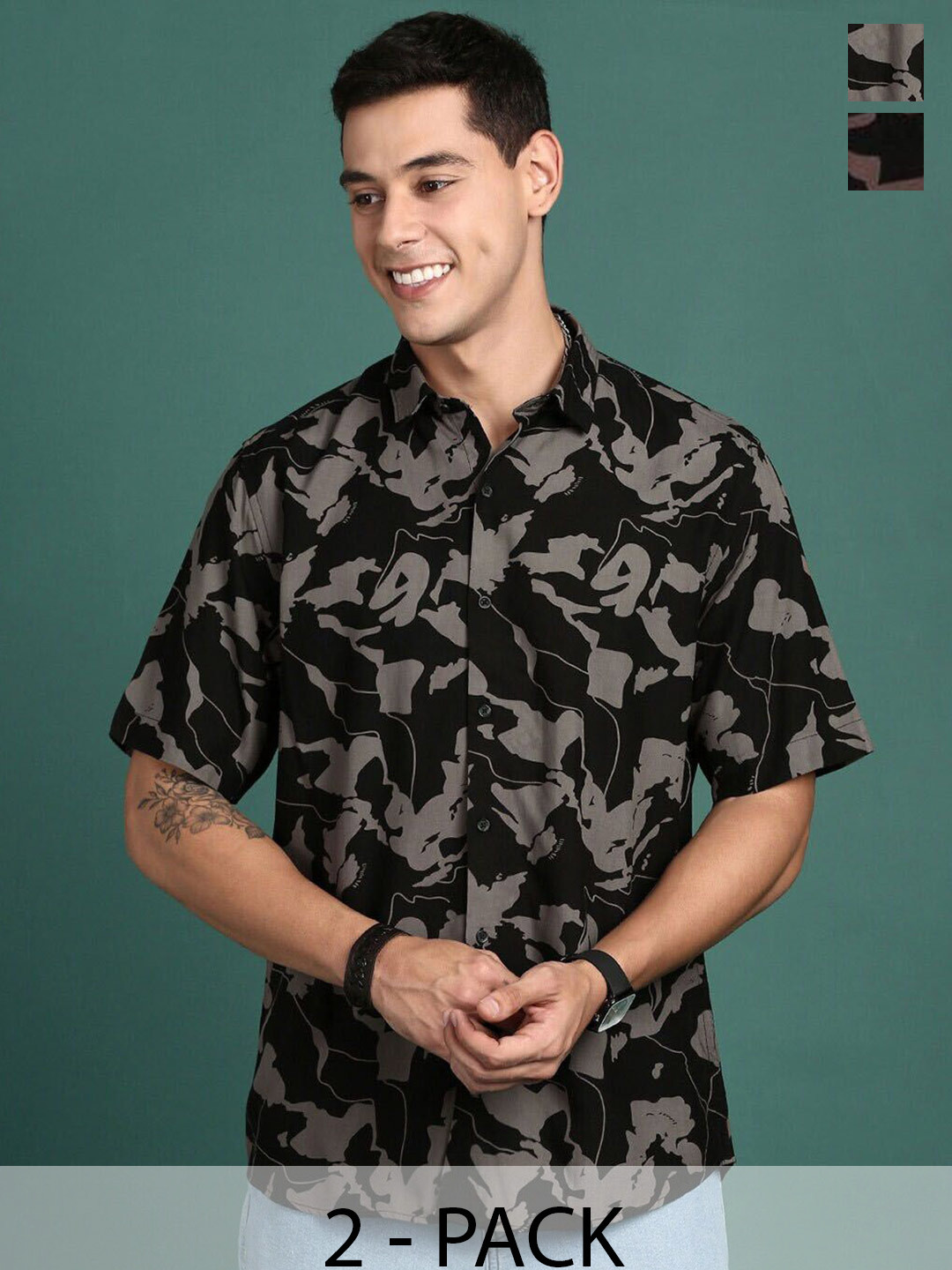 TIGER SNAKE Pack Of 2 Comouflage Printed Comfort Fit Casual Shirt