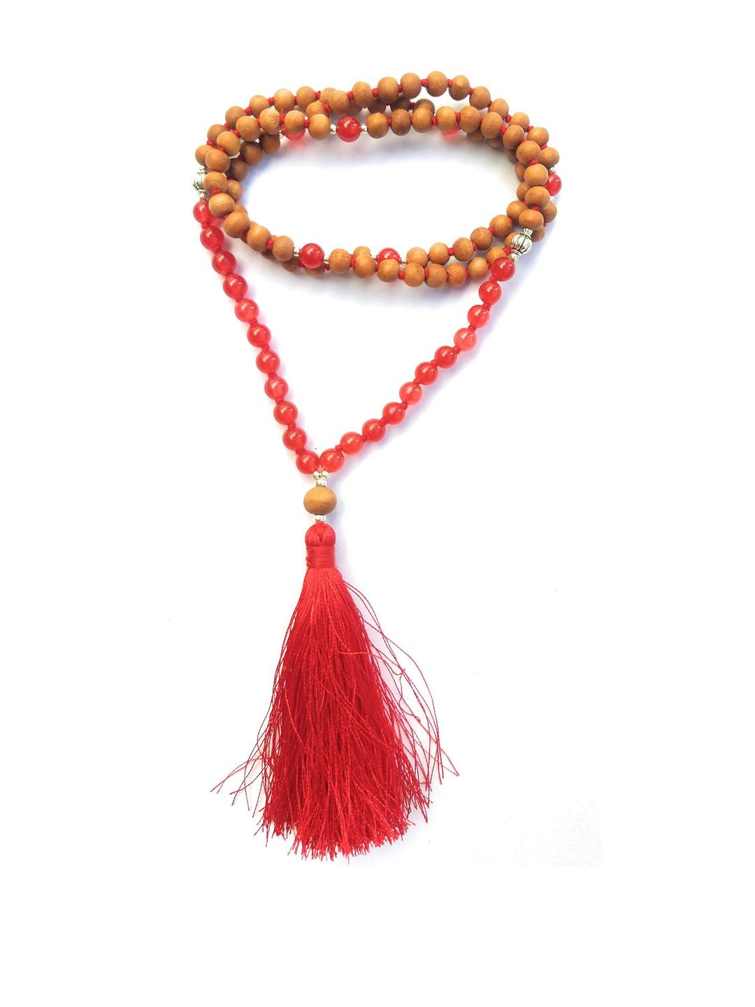Apnisanskriti Unisex Chandan Sandalwood Red Onyx Stone Designer Mala