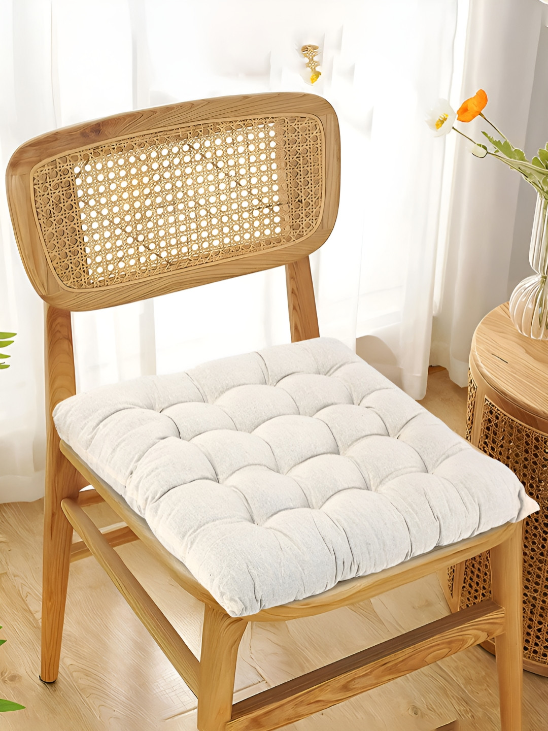 Myntra Elegant Homes Cream Square Shaped Comfort Chair Cushion for Sitting